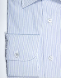 Patrick Hellmann Collection White Blue Men Shirt With Stripes Hairline Pattern thumbnail 2
